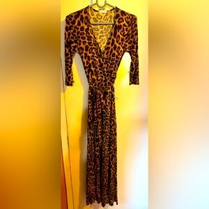 Leopard Print Belted Wrap Dress Worn Once Size Small